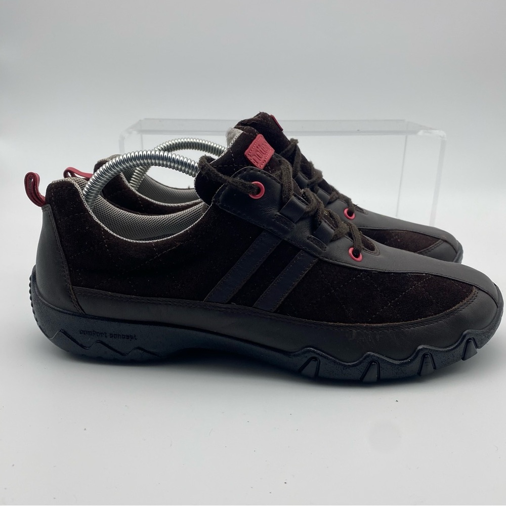 Hotter Leanne Women Size 10 Shoes Brown Suede Sneakers Comfort Walking Lace Up